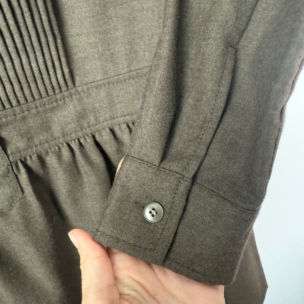 J.Crew Womens Holiday 100% Wool Drop Waist Shirt Dress Khaki Green Size 6 - Picture 12 of 12